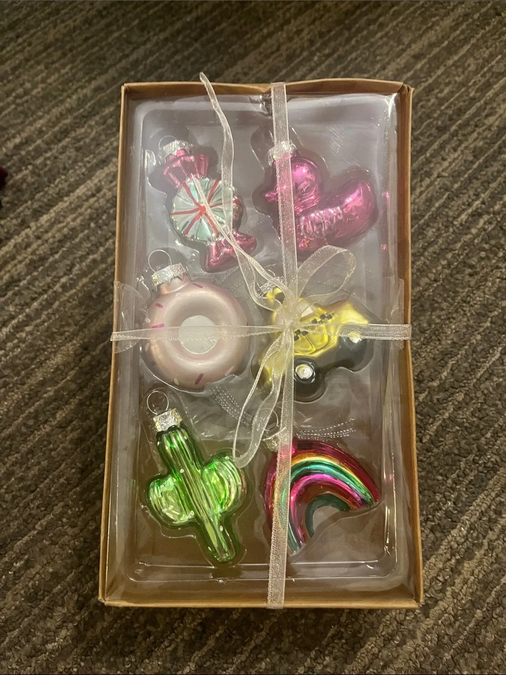 Mini Glass Holiday Ornament Set - Assorted Colors